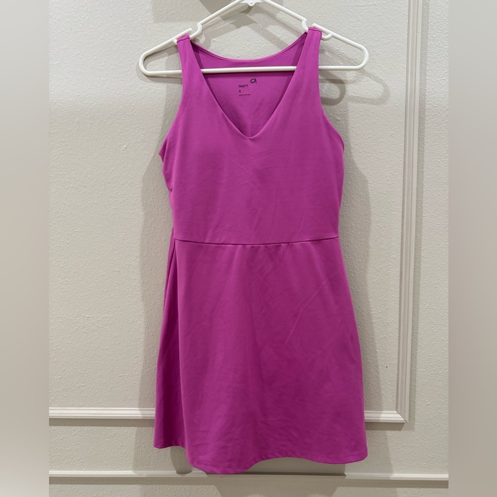 GAPFit Tank Dress Moisture Wicking Shelf Bra Pink S w/short side pocket